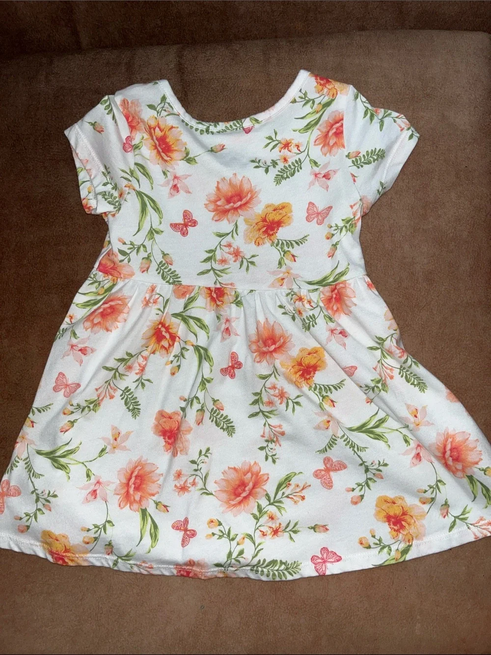 The Children's Place White Dress with Peach & Green Floral Print - Picture 4 of 4